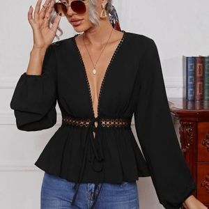 Black lantern sleeve top